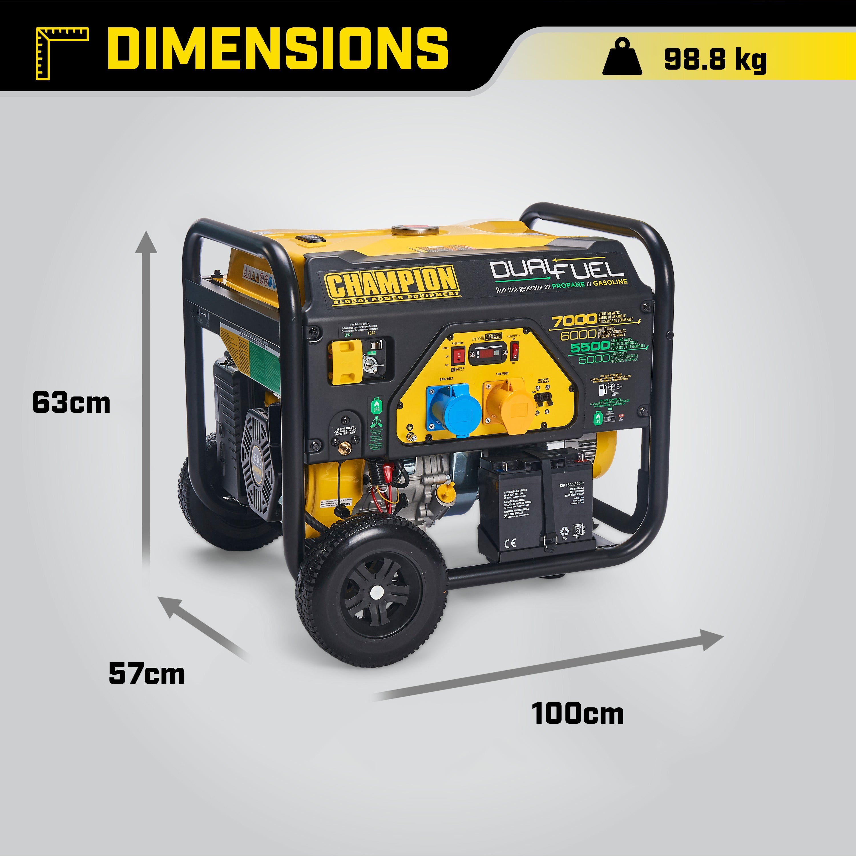 Champion 7000 Watt LPG Dual Fuel Generator With Electric Start