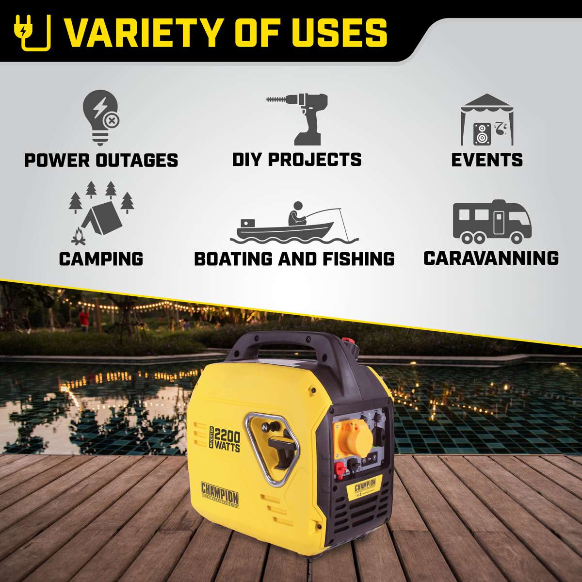 Champion 2200 Watt Inverter Petrol Generator 110V