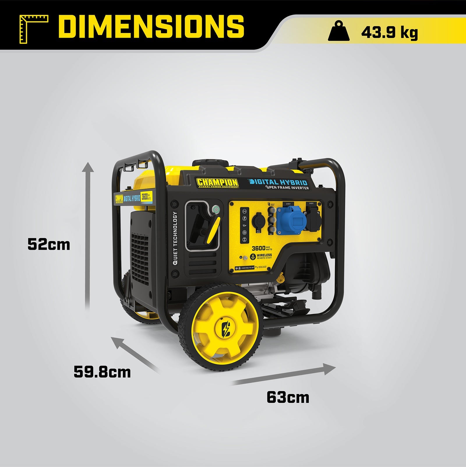 Champion 3600 Watt Digital Hybrid Frame Type Inverter