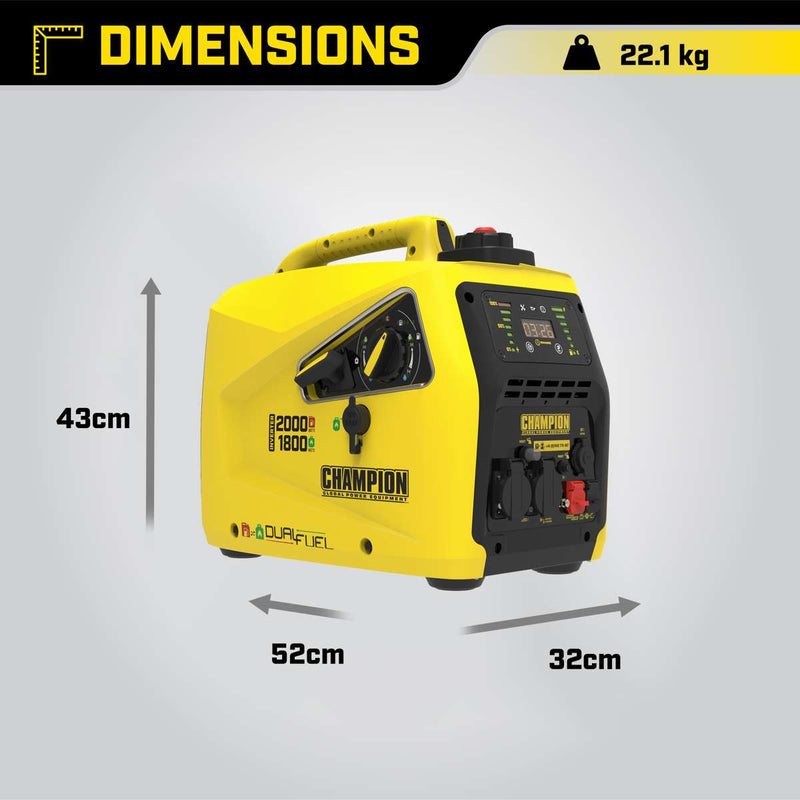 Champion 2000 Watt LPG Dual Fuel Inverter Generator