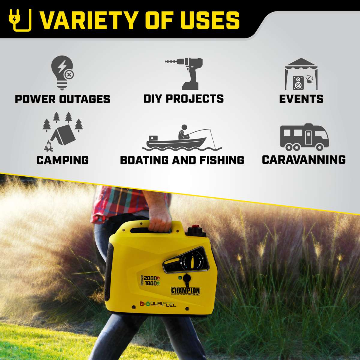 Champion 2000 Watt LPG Dual Fuel Inverter Generator