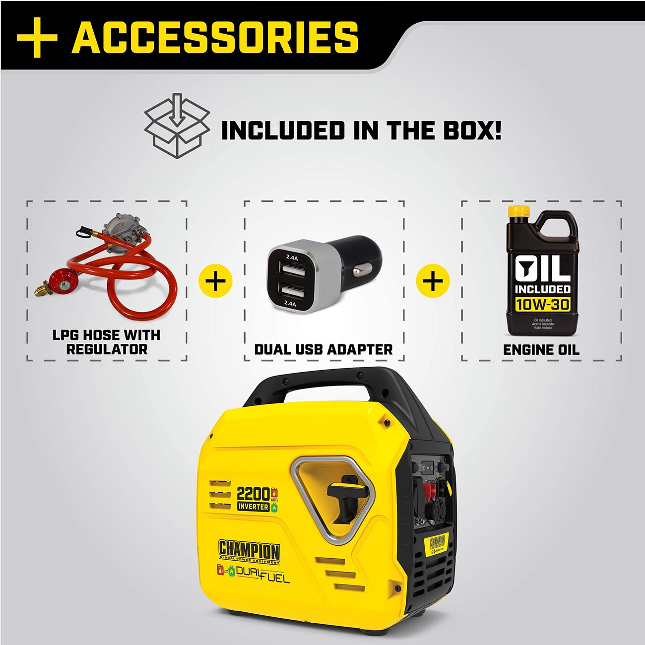 Champion 2200 Watt "Mighty Atom" LPG Dual Fuel Inverter Generator