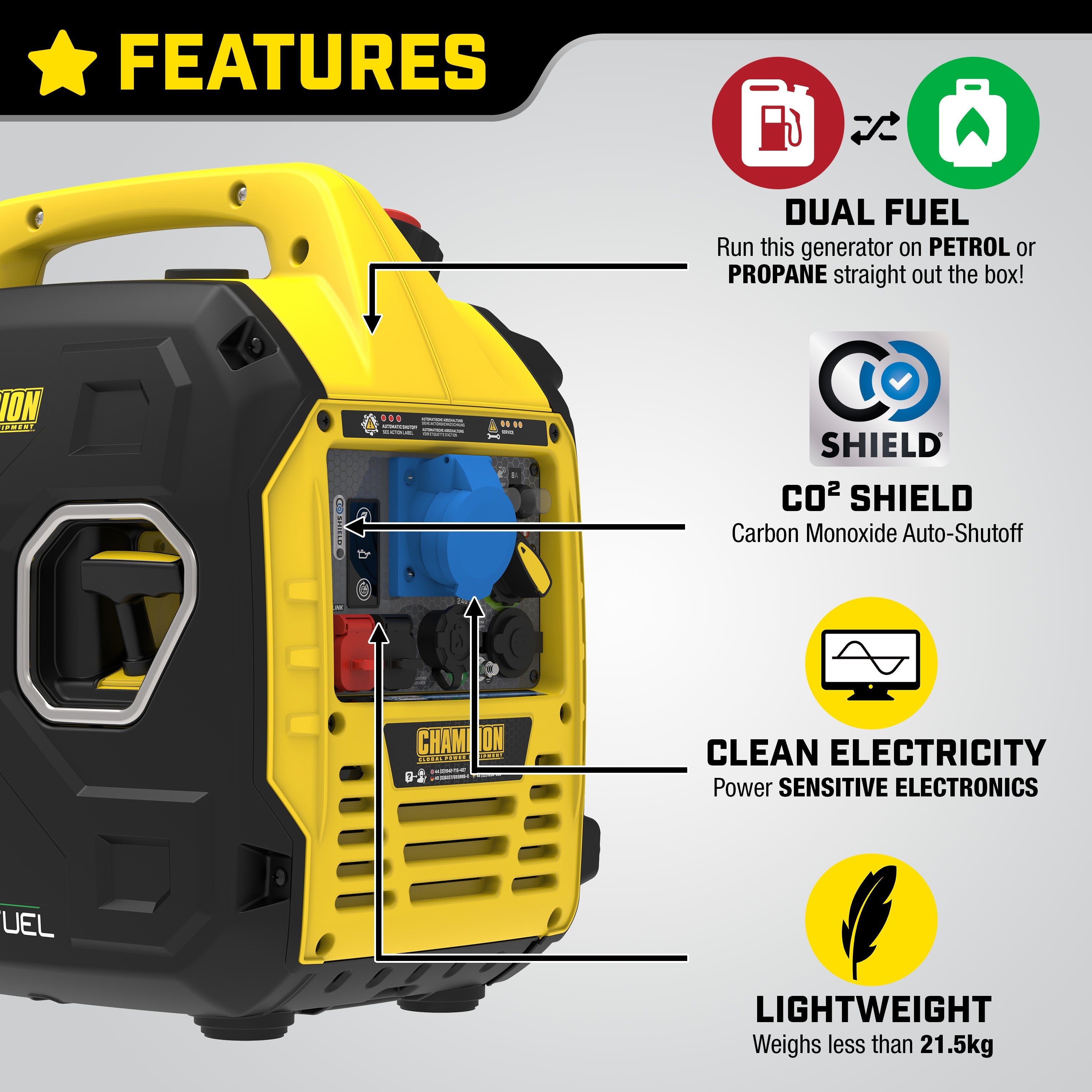 Champion 3000 Watt "Atom Fusion" LPG Dual Fuel Inverter Generator