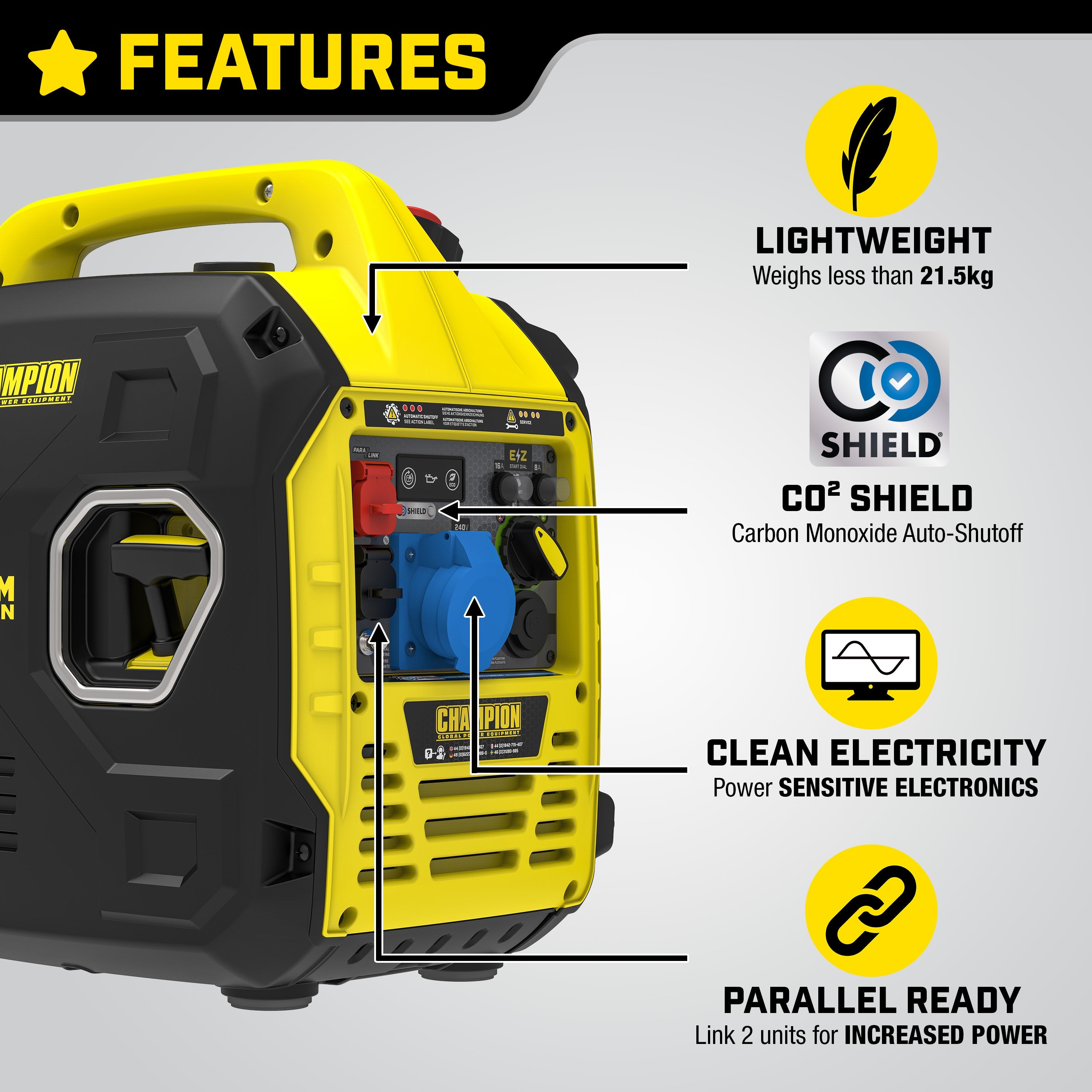 Champion 3000 Watt "Atom Fusion" Petrol Inverter Generator