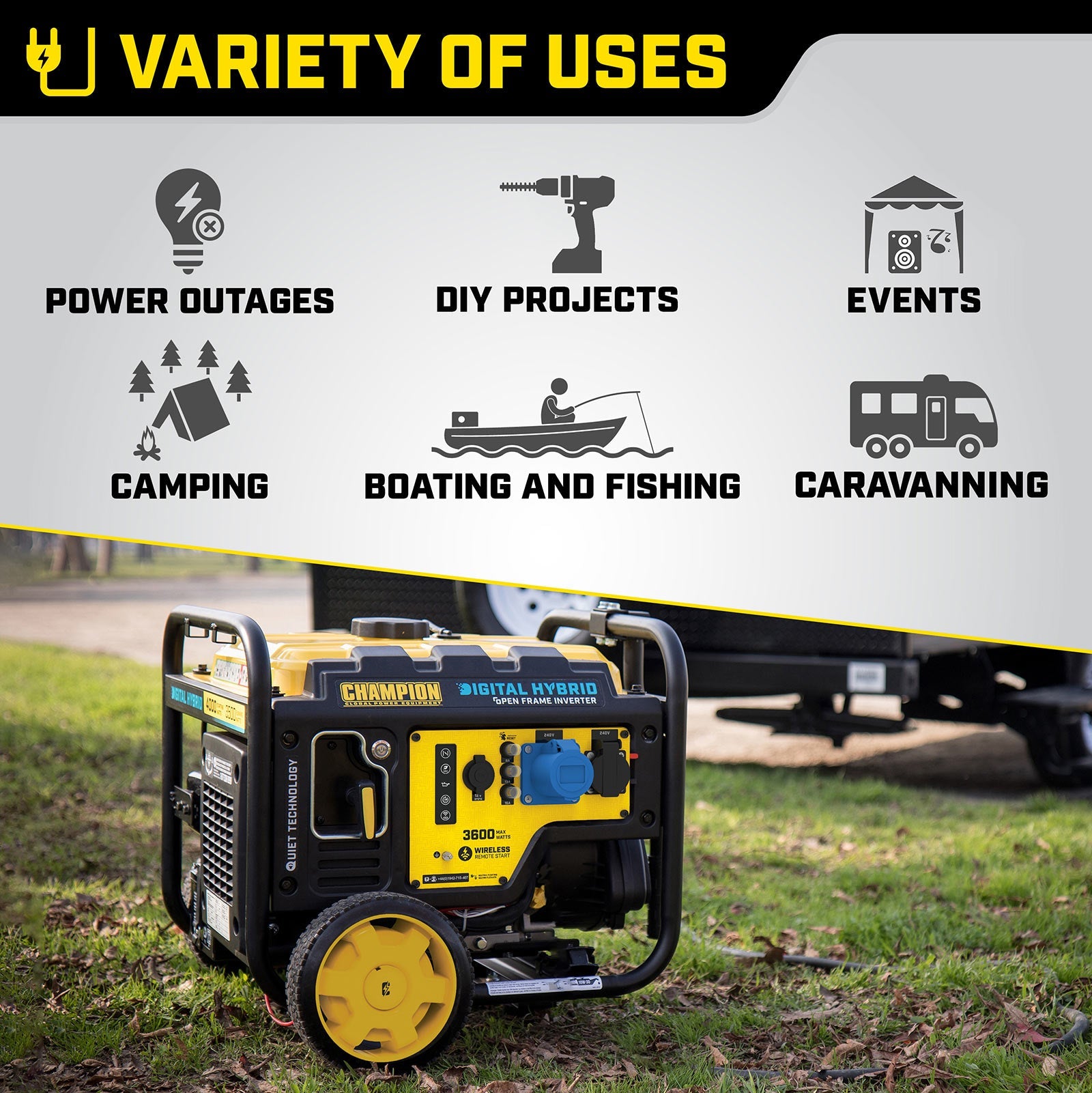 Champion 3600 Watt Digital Hybrid Frame Type Inverter